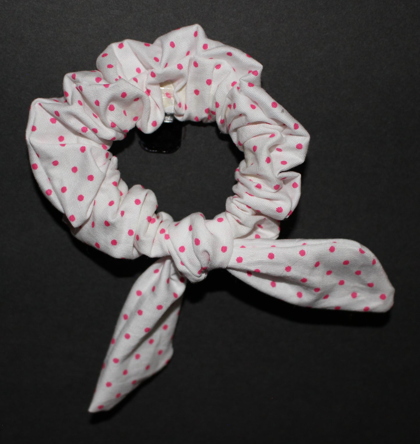 Scrunchie - The Virgie - White w-Pink Dots