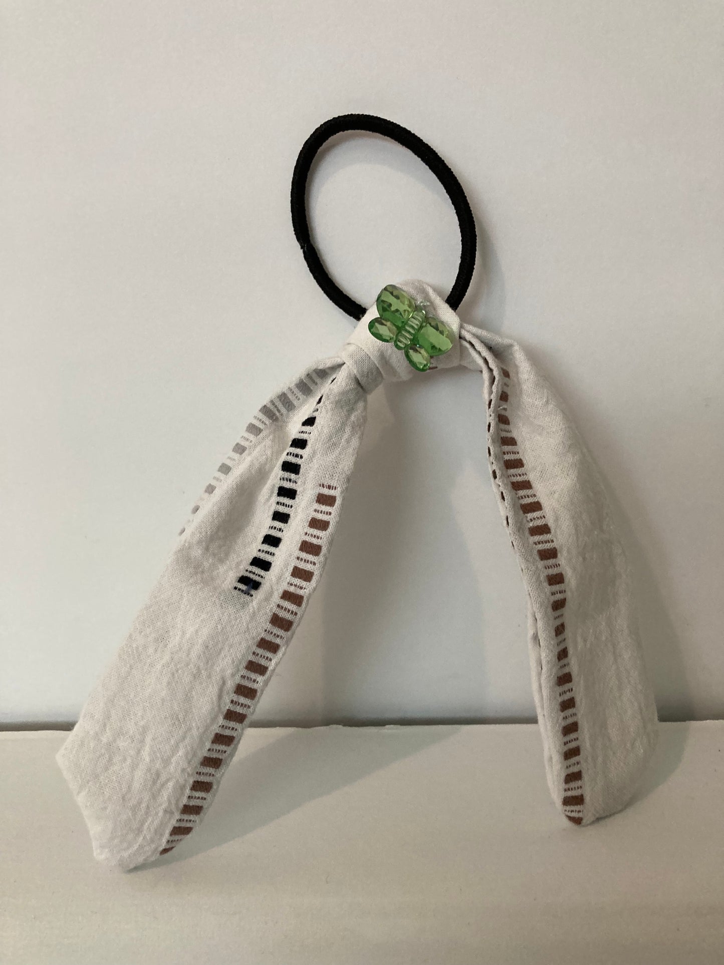 Hair Tie - Tan w-Black & Brown Blocks