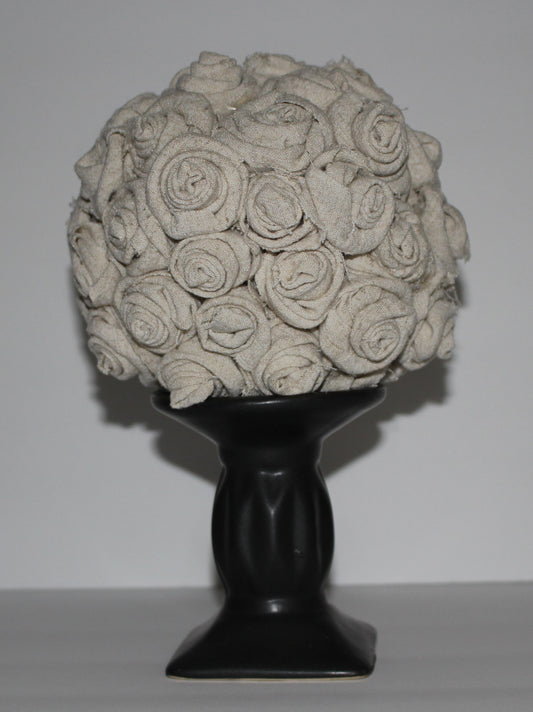 Fabric Rose Ball - Tan